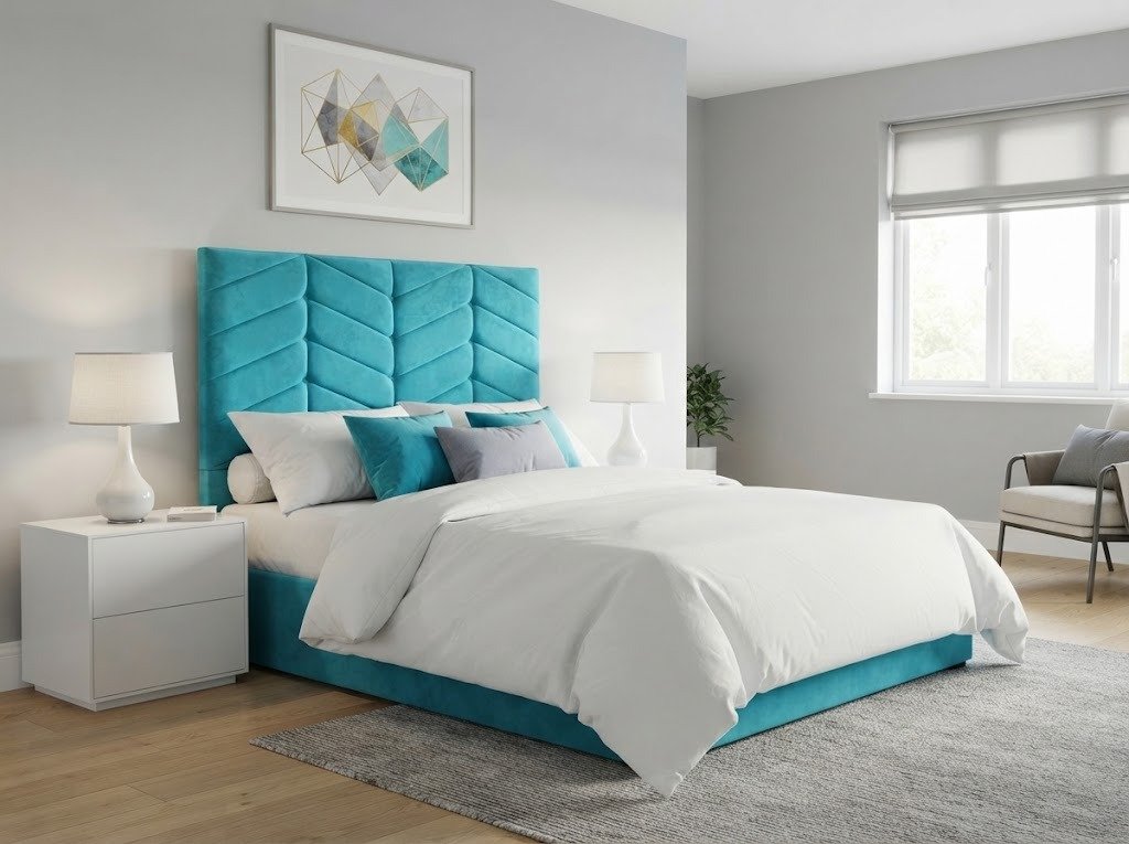 Chevron Luxe Headboard in a bright modern bedroom