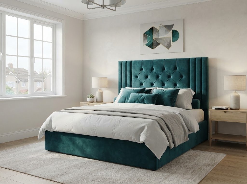 Diamond Centre Channel Headboard in a bright modern bedroom