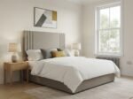 Framed Texture Headboard in a bright modern bedroom