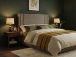 Framed Texture Headboard in a warm evening bedroom