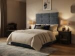 Linear Block Headboard in a warm evening bedroom
