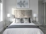 Midnight Texture Headboard in a bright modern bedroom