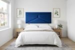 The Orlando Headboard in royal blue in a bright modern bedroom